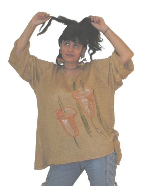 ASYMMETRISCHE HANDGEMALTE BLUSE N4