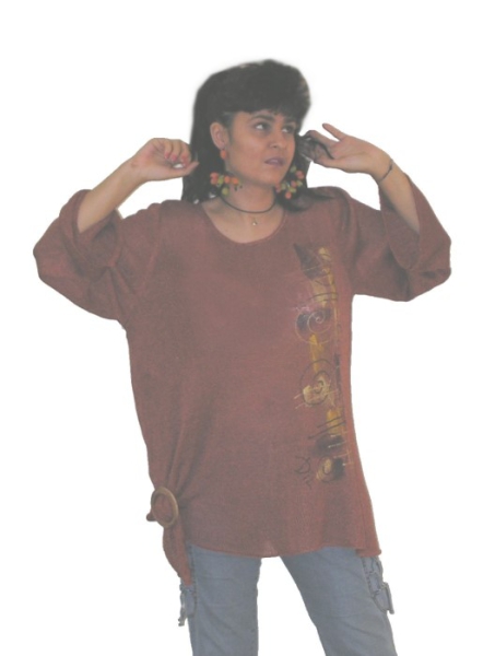 ASYMMETRISCHE HANDGEMALTE BLUSE N5