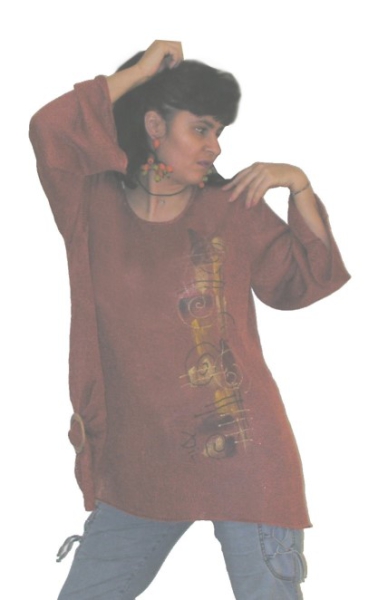 ASYMMETRISCHE HANDGEMALTE BLUSE N5