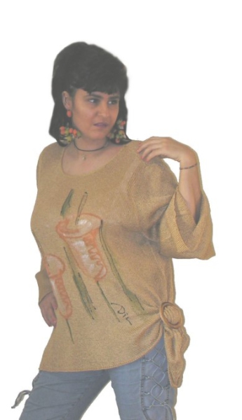 ASYMMETRISCHE HANDGEMALTE BLUSE N4