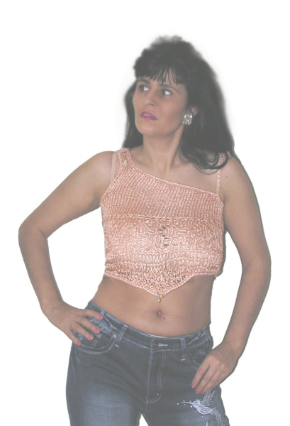SEXY TOP MIT HOLZPERLEN DEKORIERT