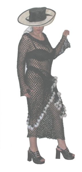 FETISCH LEDERKLEID MIT SCHAL UND TASCHE