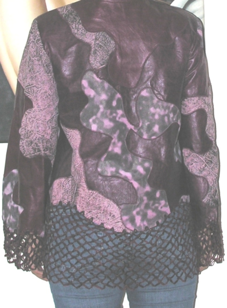 HANDGESTRICKTES LEDERJACKE  IN PATCHWORKLOOK