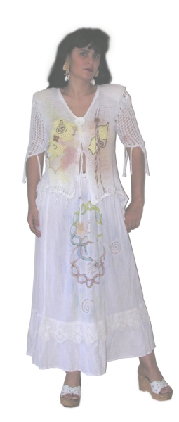 HANDGEMALTES BLUSE MIT APPLIKATIONEN